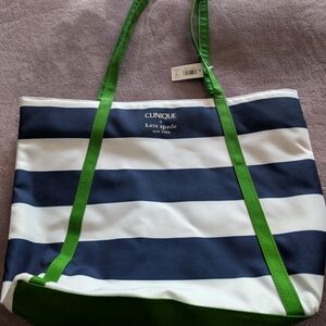 Kate Spade Striped Tote Bag - Navy and Green